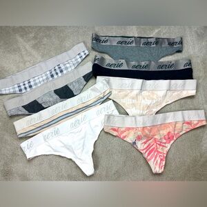 AERIE COTTON LOGO THICK BAND COMFORT THONG LOT OF 8 PANTIES *DISCONTINUED* SZ XL
